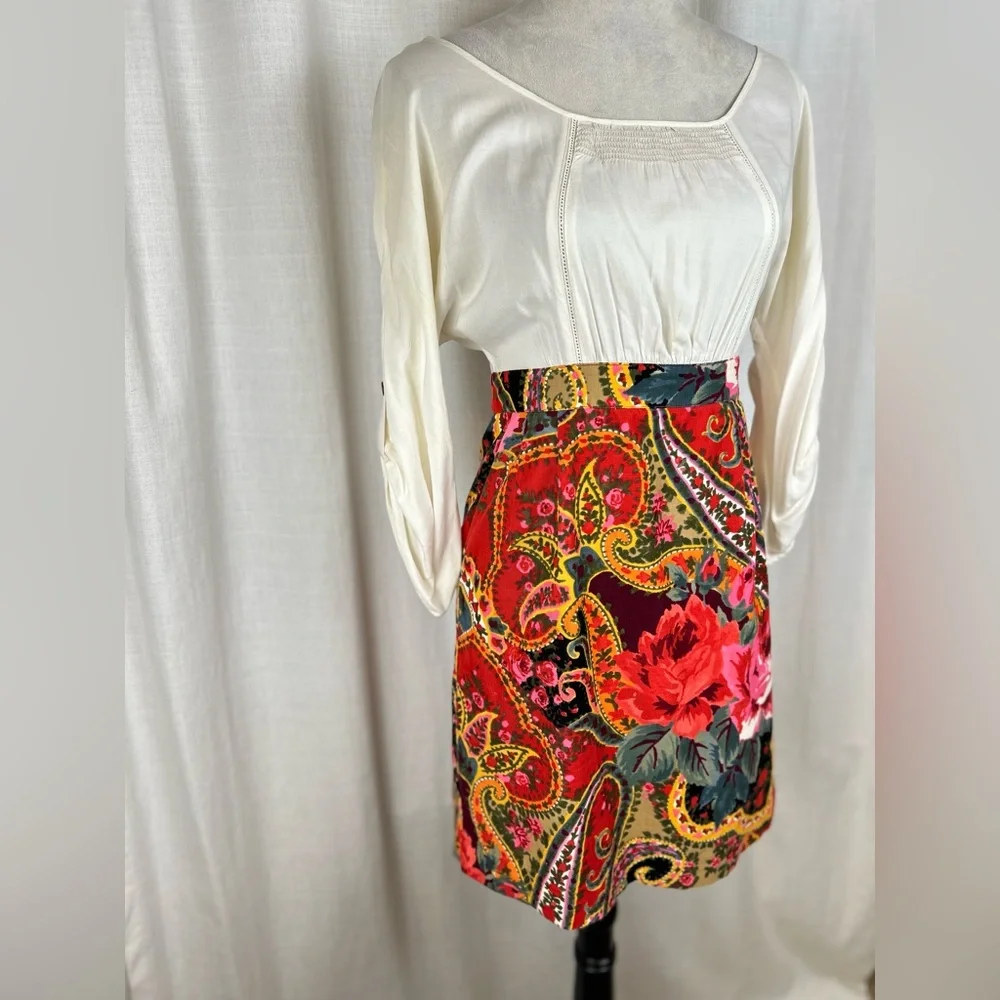 Women's Anthropologie Edme & Esyllte Easy As Pie Paisley Corduroy Dress BOHO 0